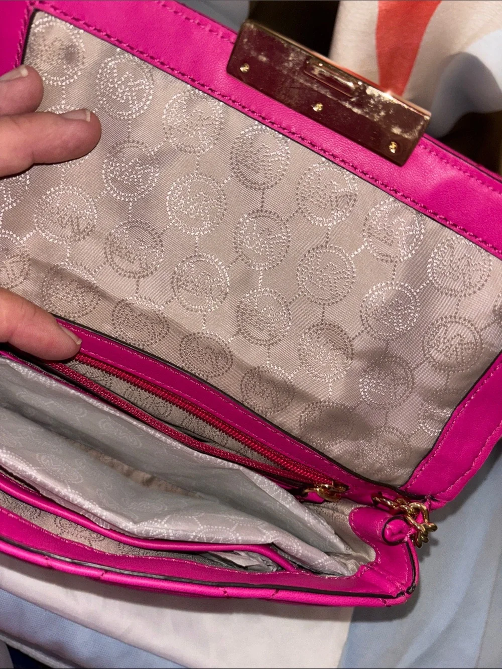 Michael Kors Sloan Quilted Leather Bag in a vibrant fuchsia with dust bag